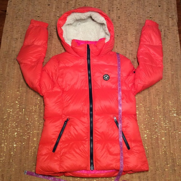 American Eagle Girls Puffer Jacket Coral Size M - Picture 7 of 9